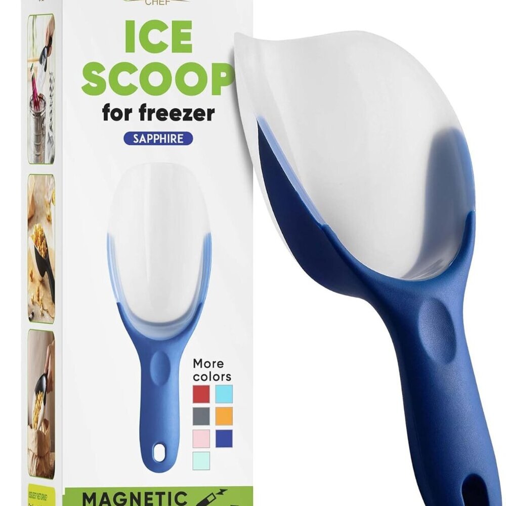 Magnetic Ice Scoop for Freezer - Contoured Translucent Flexi-Plastic Food Scoope
